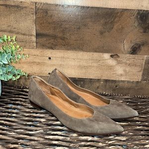 Frye Olive green suede pointy toe flats